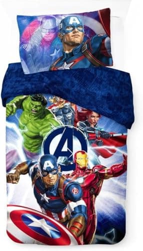 Image of Marvel Avengers Single Duvet Cover – Captain America, Thor, The Hulk and Iron Man Reversible Bedding Set