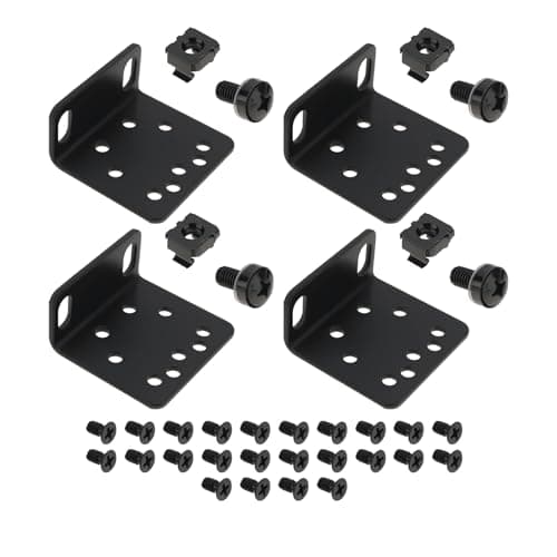 Image of YINETTECH 2 Sets Rackmount Kit Mounting Bracket Compatible with TP-Link 19-inch Rackmount Switches Routers Controllers Black