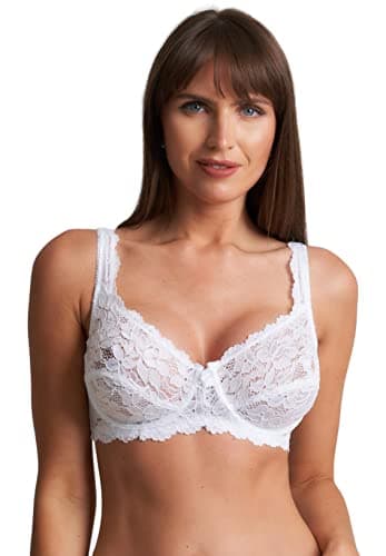 Image of ShopMCR Ladies Full Cup Lace Underwired Bra Soft Cup Full Coverage Non-Padded Push up Women’s Bra (White, 38D)