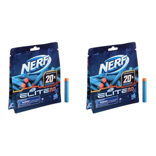 Image of Nerf Elite 2.0 20-Dart Refill Pack - Includes 20 Official Nerf Elite 2.0 Darts, Compatible With All Nerf Elite Blasters (Pack of 2)