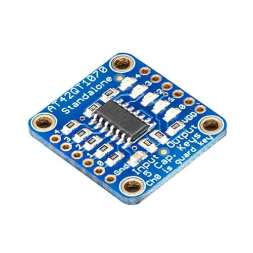 Image of Adafruit 5-Pad Capacitive Touch Sensor Breakout - AT42QT1070 [ADA1362] - Adafruit Part Number: 1362 - In Stock & Ready to Ship - Infrared Connectivity - Electronic Component - Breakout Board - Sensor