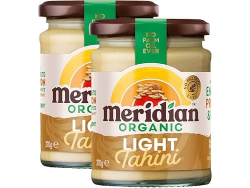 Image of Meridian Organic Light Tahini 270g – 100% Hulled Sesame Seeds, Smooth & Creamy, No Palm Oil, No Added Sugar or Salt, Vegan, Gluten & Dairy Free, Soil Association Organic, (Pack of 2) from SuperfoodUK