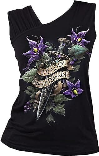 Image of Spiral - Deadly Nightshade - Gathered Shoulder Slant Vest Black - L