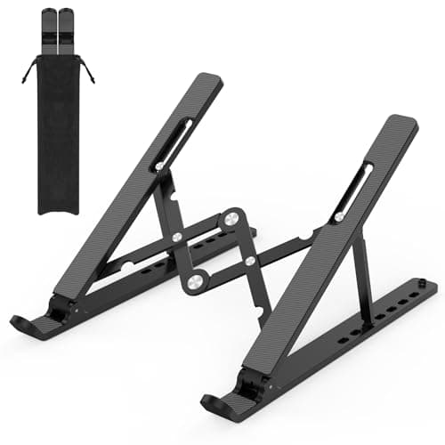 Image of Nayka Adjustable Laptop Stand, Portable Laptop Riser for Desk, ABS+Silicone Laptop Holder, Foldable Ventilated Cooling Notebook Stand for 10-15.6” Laptops,Tablets