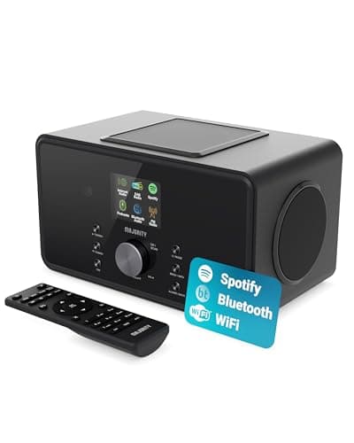 Image of Bluetooth Internet Radio with DAB+ | 100 Watt 2.1 Speakers with In-Built Subwoofer | FM Radio, Spotify Connect, Podcasts | AUX & USB | Dual Alarm, 90+ Presets & Remote Control | MAJORITY Bard