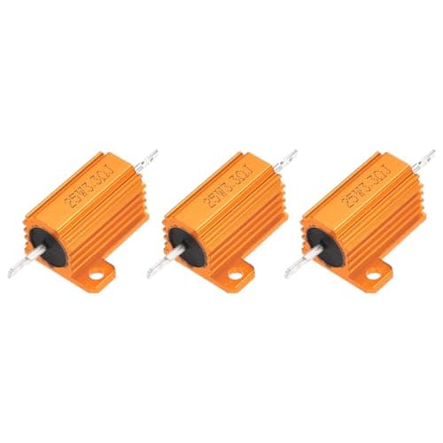 Image of sourcing map 3pcs 25W 3.3 Ohm 5% Aluminum Housing Case Resistor, Wirewound Resistors Screw Tap Chassis Mounted, Gold