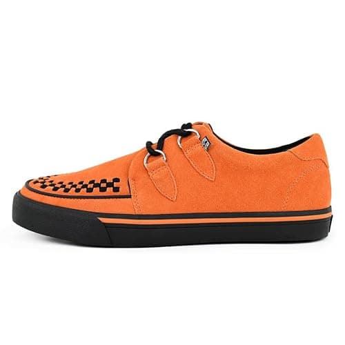 Image of T.U.K. Suede Creeper Sneaker - Men and Womens Sneaker - Colour Burnt Orange Suede - Punk Goth and Rocker Style Leather and Suede Lace Up Shoes - UK Size Men 11 / Women 12