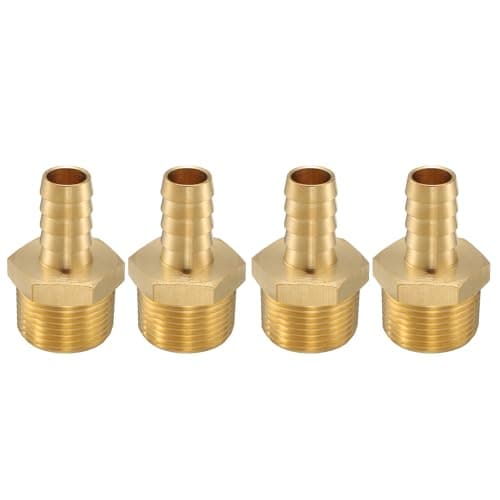 Image of sourcing map 4pcs Brass Barbed Fitting 3/4" NPT Male to 1/2" Hose ID for Home Brew Pipe Fitting Direct Thread Tower Connector Durable Construction
