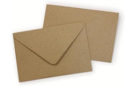 Image of Pack of 50- C6 Brown Kraft Envelopes 114x162mm – Recycled Paper Envelopes for Cards, Invitations, Weddings, Birthdays & Business Mail