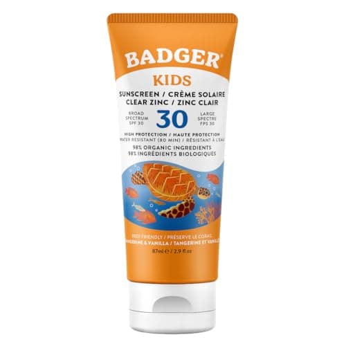 Image of Badger Kids Organic Mineral Sunscreen SPF 30 | Zinc Oxide UVA/UVB Protection | 80 Minutes Water Resistant | Pediatrician-Tested Sun Cream for Face & Body (87ml)