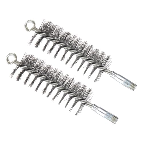 Image of PATIKIL 45mm Dia Bore Brush, 2Pcs Stainless Steel Twisted Wire Cleaning Brush Round Cylinder Pipe Cleaner with 12mm Spiral Shank for Tubes, Ports, Bearings, Drill Driver, Silver Tone
