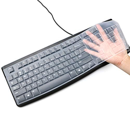 Image of Silicone Keyboard Cover for Logitech K120 & MK120 Ergonomic Desktop USB Wired Keyboard Ultra Thin Protective Skin (for Logitech MK120 K120, Clear)