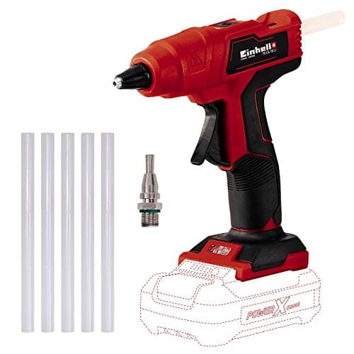 Image of Einhell Cordless Glue Gun 18V Power X-Charge, Rechargeable Hot Glue Gun for Crafting, DIY, Woodwork, Upholstery, Glue Gun with 5 x 11mm Glue Sticks, Without Battery TE-CG 18 Li Solo