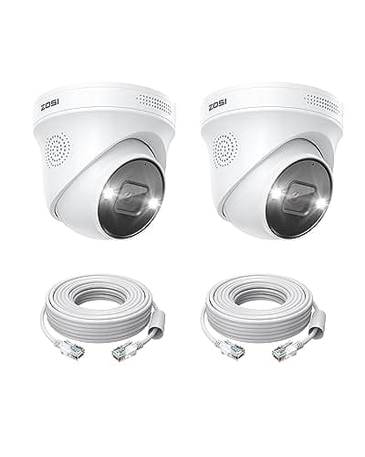 Image of ZOSI 2 Pack 4K PoE IP Cameras Weatherproof Dome Security Camera with Person Vehicle Detection, Color Night Vision, Outdoor Indoor Power Over Ethernet Surveillance System, Only Work with ZOSI PoE NVR
