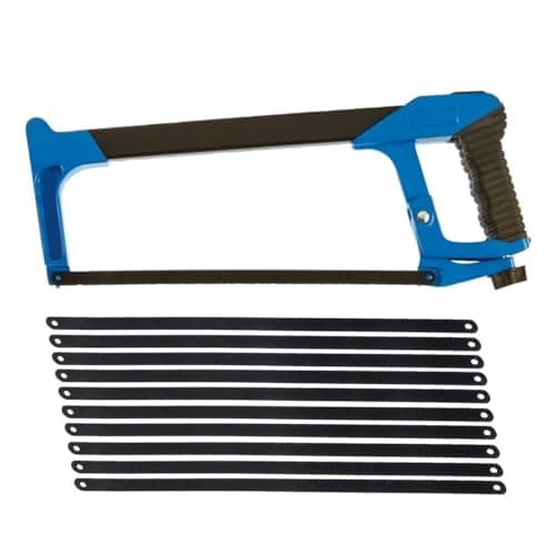Image of Large Hacksaw Set 12" 300mm Heavy Duty Metal Steel Hand Saw Cut Blades 11pc (Hacksaw + Blades)