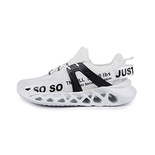 Image of ERLINGO Womens Mens Walking Running Shoes Non Slip Breathable Sports Shoes Athletic Blade Non Slip Tennis Fashion Sneakers Shock Absorption Breathable Walking Shoes White