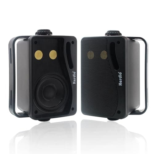 Image of Herdio 3.5 Inch Passive Outdoor Speakers Wired Waterproof 200W 3 Way Premium Mountable Wall Mount Speakers with Superior Sound All-Weather Durability for Patio Marine Boat Garage Indoor(Black Pair)