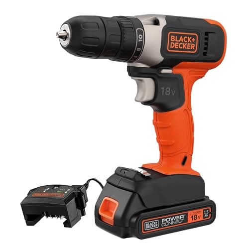 Image of BLACK+DECKER 18V Cordless 37Nm Torque Drill Driver with LED Worklight, 1.5Ah Battery & Charger, BCD001C1-GB