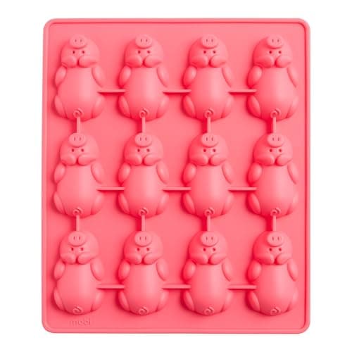 Image of Selecto Bake 12 Cavity Lazy Pigs Silicone Mould 12 Little Pigs in a Blanket Silicone Baking Molds' Cute Pink Piggy Cake Mould for Chocolate, Candy, Soap