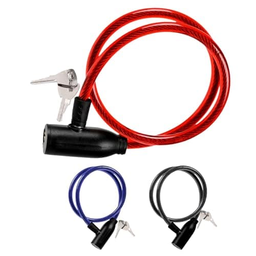 Image of Bike Lock Cable, Quality Twisted Steel Cable Covered with Water and Scratch Proof Silicone Coated, Ideal for Small Bikes, Electric Bike, Skateboards, Strollers and Outdoor 650mm x 6mm 2 Keys 1PC