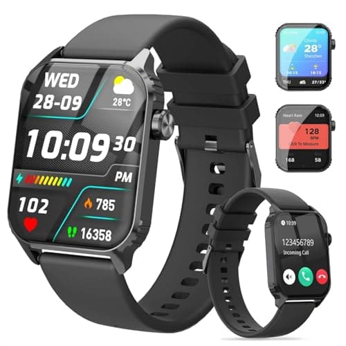 Image of TRAUSI Smart Watches for Women Men, 1.83 inches HD Smartwatch with 120 Sports Modes, Heart Rate/Sleep Monitor, IP67 Waterproof, Bluetooth Call & Music Control for iPhone/Android (Glossy black)
