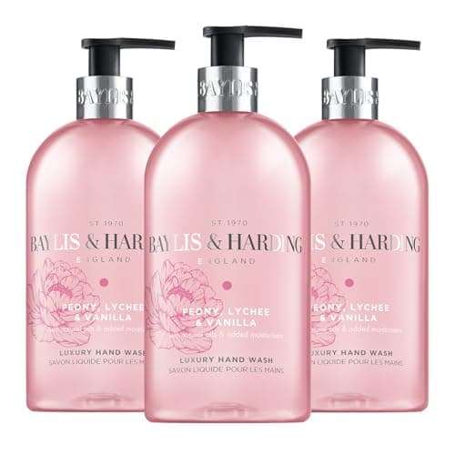 Image of Baylis & Harding Signature Peony, Lychee, Vanilla Hand Wash 500ml (Pack of 3) - Vegan Friendly