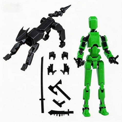 Image of 2pcs T13 Action Figure Robot Activity Model Dog with Articulars Multi-Jointed Movable Robot 3D Printed Mannequin Dummy 13 Animal 3D Printed DIY Model Lucky 13 Titan 13 desktop decoration (green-black)