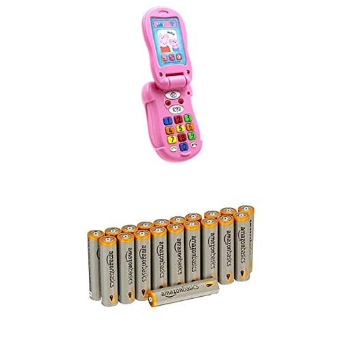Image of Peppa Pig PP06 Flip and Learn Phone Electronic Toy with Amazon Basics Batteries