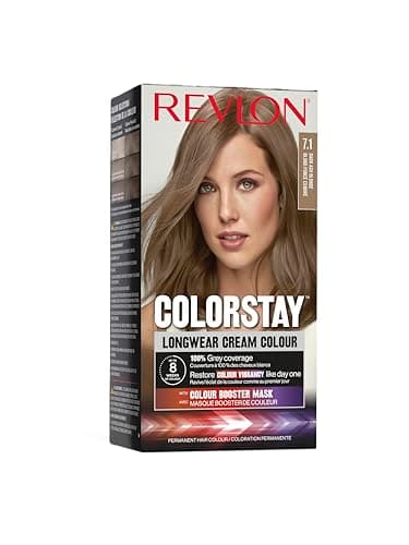 Image of Revlon ColorStay Permanent Hair Colour Long Lasting Covers 100% White Hair Up to 8 Weeks Macadamia Oil and Murumuru Butter N7.1 Dark Blonde Ash Blonde