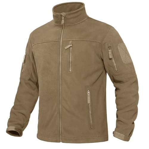 Image of KEFITEVD Fleece Jackets for Men Zip Fleece Coat Tactical Windproof Military Jacket for Work Khaki, M