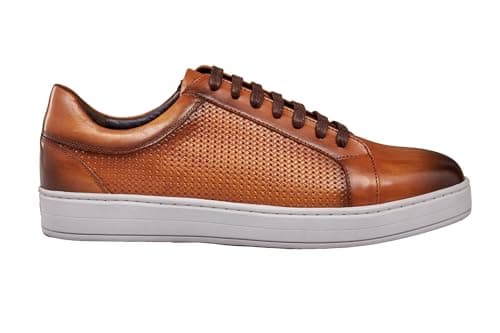 Image of Mens Real Leather Trainer Smart Casual Flat Rubber Sole Low Top Sneaker Shoes [ JC1117-17-BROWN-40EU, 6UK ]