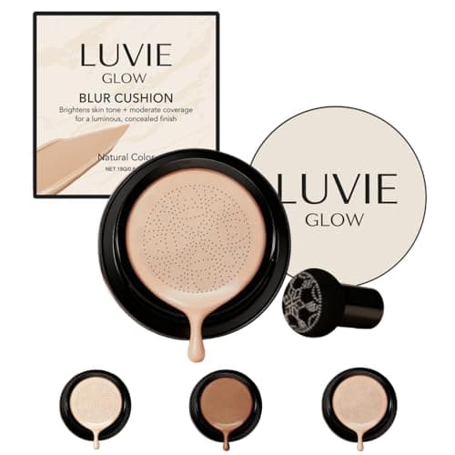 Image of Luvie Glow Foundation Cushion, High Coverage & Moisturizing CC Cream, Long-Lasting, Evens Skin Tone (Natural color)