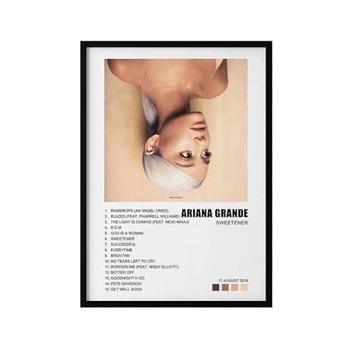 Image of LISA MARIE DESIGNS Ariana Grande Album Cover Poster, Eternal Sunshine, Sweetener & Yours Truly, A4 or A3 Poster Framed and Unframed (A3 Unframed (297x420mm), Unframed, Sweetener)