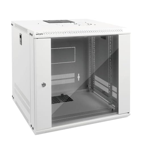 Image of Tecmojo 9U 450mm Depth Wall Mount Server Cabinet IT Network Rack Enclosure Lockable Door and Side Panels White, Standard Glass Door, for 19" IT Equipment, A/V Devices, White, Flat Package