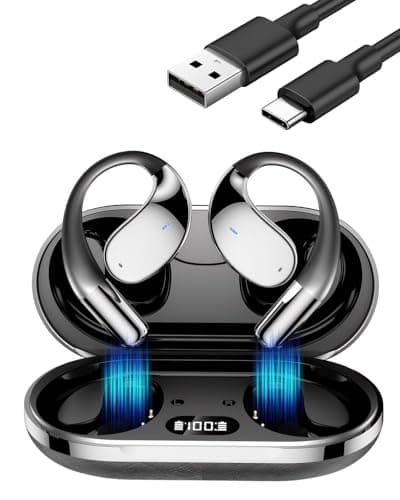 Image of 40Hrs Wireless Sport Bluetooth Earphones Bluetooth 5.4 with Stereo HiFi 3D ENC Noise Reduction Mic Earphone Sport Waterproof IP54 Stereo with Headphones LED Screen Ear Hooks for Running