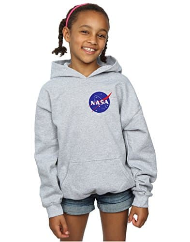 Image of Nasa Girls Classic Insignia Chest Logo Hoodie 5-6 Years Sport Grey