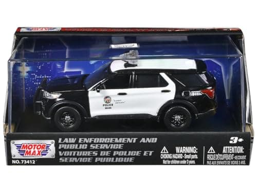 Image of Motormax 2022 Ford Police Interceptor Utility LAPD (Los Angeles Police Department) Black and White Law Enforcement and Public Service Series 1/43 Diecast Model Car