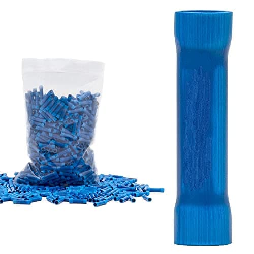 Image of Rebuild Skills PVC Insulated Crimp Style Butt Connectors. Crimp Wire Gauges AWG 22-18, 16-14 or 12-10, Insulated Splice Terminals, PVC Butt Splice (Blue 16-14GA 100PK)