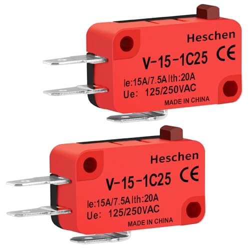 Image of Heschen Micro Switch V-15-1C25 SPDT Button type 20A 250VAC 2 Pack