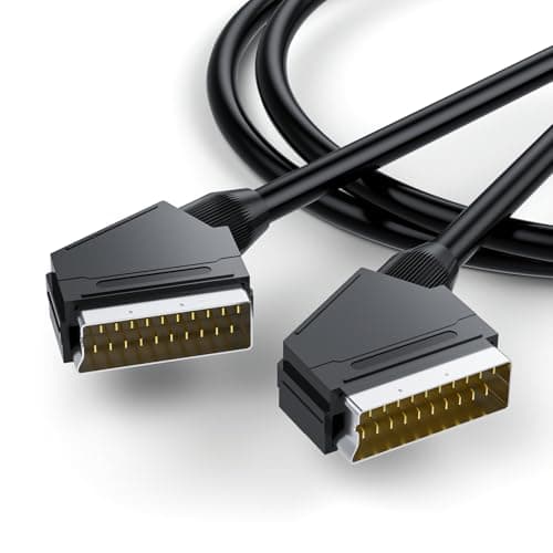 Image of BolAAzuL RGB SCART Lead 21-Pin 5 Meter, RGB Scart to Scart Cable with Plug Male to Male AV Connector, Bi-directional Transmission, Black, Fully Wired, for TV, Recorder, DVD Player, VCR, STB