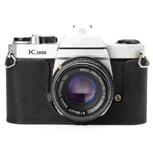 Image of DBZZ k1000 case Handmade Genuine Leather Camera Protective Half Camera case, for Pentax k1000 (Black)