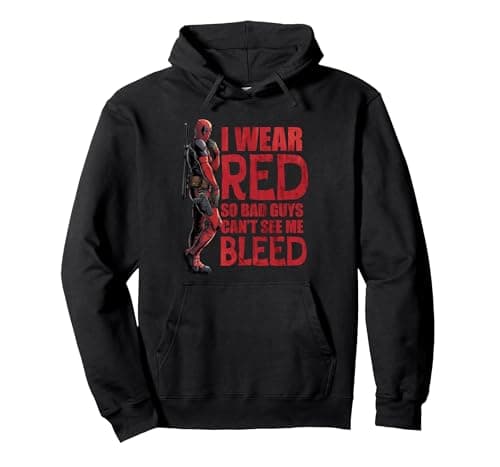 Image of Marvel Studios Deadpool & Wolverine I Wear Red Quote Pullover Hoodie, Adult Unisex, Black, X-Large