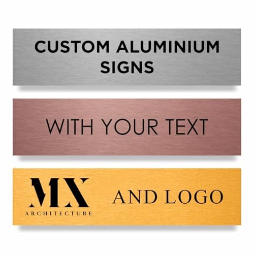 Image of Slimline Aluminium Custom Office Door Sign by ViroDisplay® – Rigid Aluminium – 200 x 50mm - Customisable Office Sign – Durable Printed Surface – Self-Adhesive Fixing