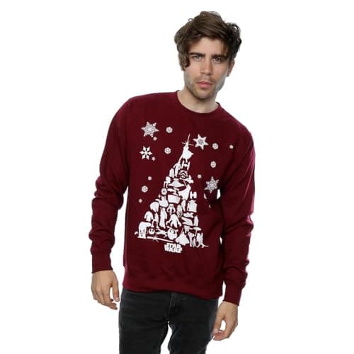 Image of Star Wars Men's Christmas Tree Sweatshirt X-Large Burgundy