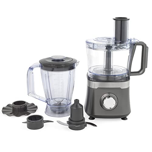 Image of Salter EK5115GUNMETAL 2-In-1 Food Processor and Blender - 800W, 1.5L Bowl, 1.4L Blender Jug, Emulsifying, Dough and Chopping Blades, Slicing and Grating Discs, 2 Speeds & Pulse Function, Cosmos Grey