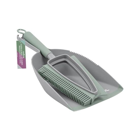 Image of JVL Rubber Dustpan and Brush – Handheld Floor Sweeper, Grey