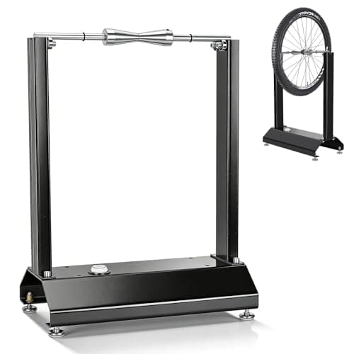 Image of Motorcycle Wheel Balancer Stand, Portable Heavy-Duty Truing Stand with Rotating Adjustment, Wheel Maintenance Balancing Rack, Precision Wheel Alignment for Motorcycle Bicycle Dirt Bikes