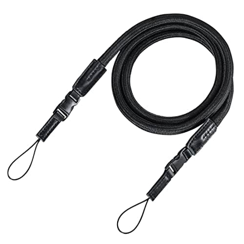Image of Hama Camera Strap with Quick-Release (braided neck strap, 120 cm length, nylon, universal shoulder strap for SLR, DSLR, compact, and mirrorless cameras, retro style) black
