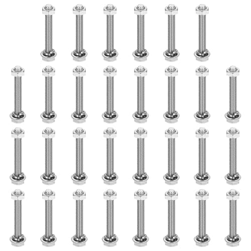 Image of sourcing map M4 x 30mm 304 Stainless Steel Hex Head Screws Bolts, Nuts, Flat & Lock Washers Assortment Kit, Fully Threaded, Bright Finish for Home, Electronic, Machine, 30 Sets
