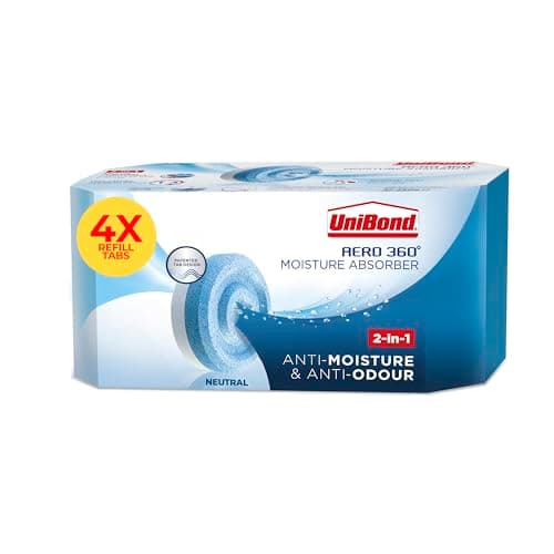 Image of UniBond AERO 360° Moisture Absorber Neutral Refill Tab, ultra-absorbent and odour-neutralising, for AERO 360° Dehumidifier, Condensation Absorbers, 450 g ( Pack of 4)